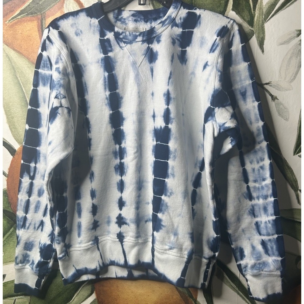 Outerknown Remote Surf Break Long Sleeve Crewneck Sweatshirt‎ Blue Tie Dye XS